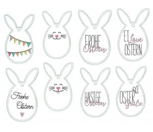 Stickdatei ITH - Anhänger Hasen Eier Ostern